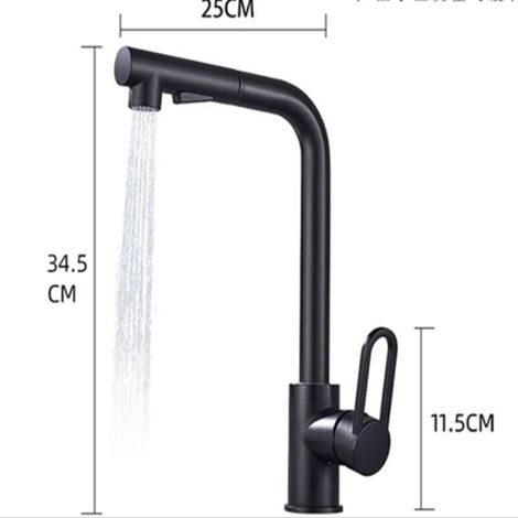 Robinet de cuisine rotatif à 360 ° Robinet de cuisine en laiton Robinet d'évier de salle de bain de style noir (1/3)