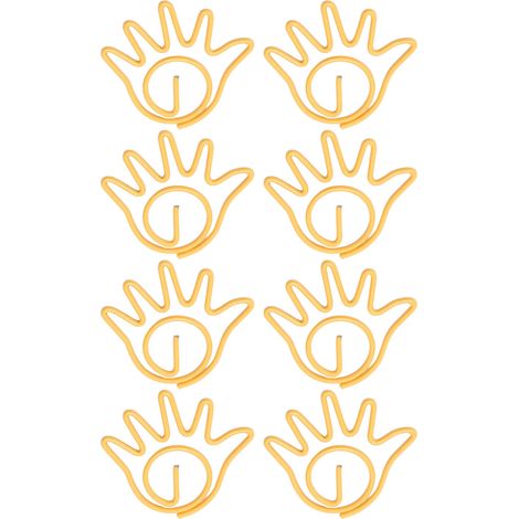 Lot de 100 trombones en métal, forme de main, antirouille, jaunes, décoratifs pour le bureau et l'école. (1/5)