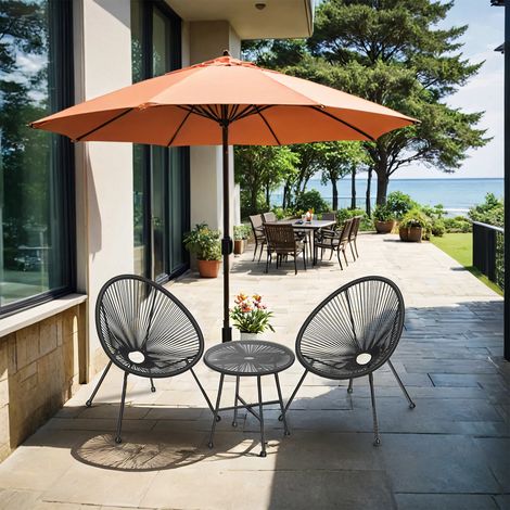Ensemble de meubles de jardin 3 pièces, Chaise Acapulco, Sièges extérieurs, Noir (1/5)