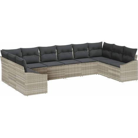 Maison Exclusive - Gartensofa-set mit Speicher 10 pcs Hellgrau Po