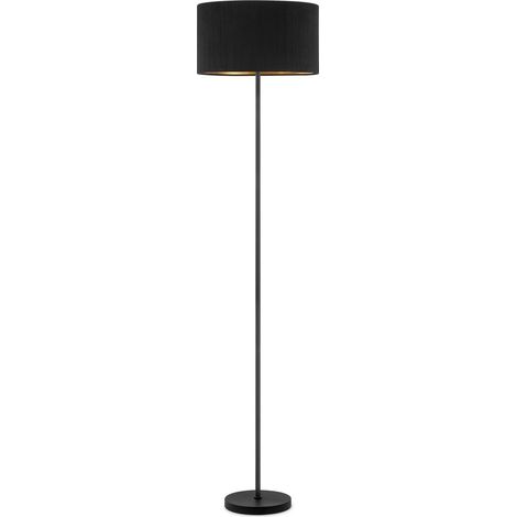 Lampada Terra Velluto Coste Nero Paralume 40x165 cm (1/5)