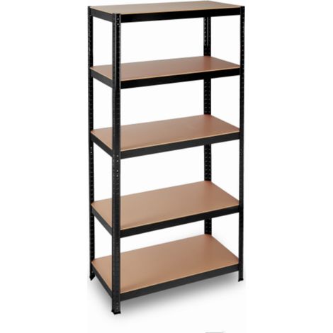 scaffale scaffalatura a 5 ripiani in legno MDF metallo zincato colore NERO 40 x 90 x h. 176 cm