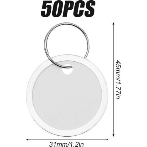 50pcs Porte Clef Etiquette Metal, 31mm Round Paper Tags Ronds Porte Clés Étiquettes pour Clés Rondes pour Bagages Sac à dos Clés de Voiture et Clés de Porte (1/5)