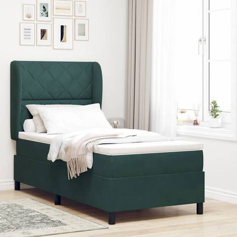Boxspringbett mit Matratze Dunkelgrün 190 x 90 cm Samt (1/5)