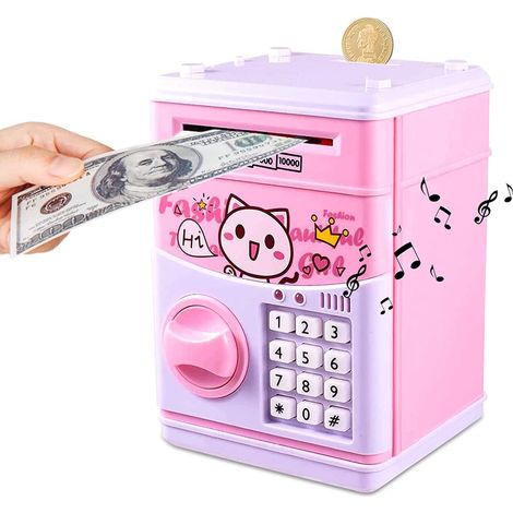 1 Tirelire numérique, mot de passe, plastique ABS, pièces et billets, cadeau enfants filles (1/5)