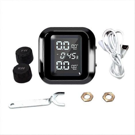 Capteurs de pression des pneus externes pour motos, système de surveillance de la pression des pneus (TPMS) à énergie solaire, alarme de pneu, affichage numérique (1/5)