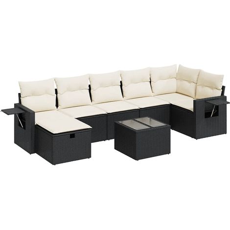 vidaXL Set Divani da Giardino con Cuscini 8 pz Nero in Polyrattan (1/5)
