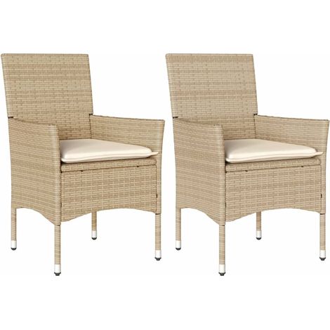 Maison Exclusive - Gartenstühle mit Kissen 2 Stk. Beige Poly Ratt