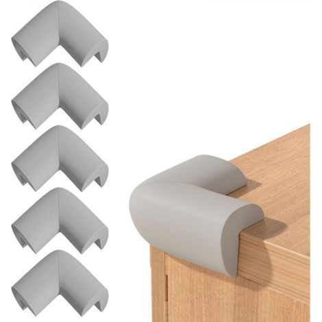 Lot de 5 bandes de protection grises pour protéger les enfants des collisions et offrent une protection d'angle de sécurité pour protéger les bureaux, les étagères et autres meubles aux coins pointus (1/4)