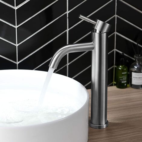 1 Robinet mitigeur lavabo,acier inoxydable 304,tuyau PEX,eau chaude froide,salle de bain (1/5)