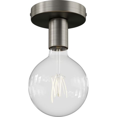 Fermaluce Metal, il punto luce in metallo a parete o soffitto  Con lampadina - Titanio satinato - Matter ON/OFF