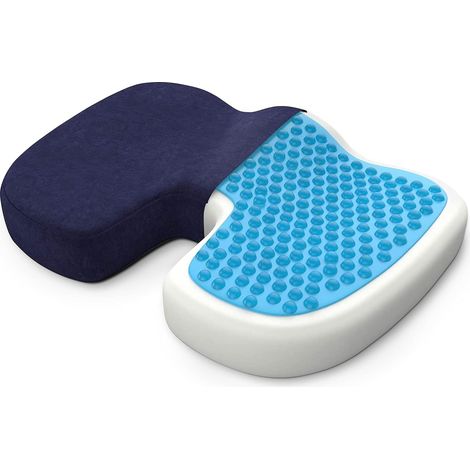 Coussin de siège orthopédique avec couche de gel, coussin en mousse à mémoire de forme pour soulager les douleurs du coccyx et les escarres. Convient pour un bureau ou un fauteuil roulant. Taille stan (1/5)