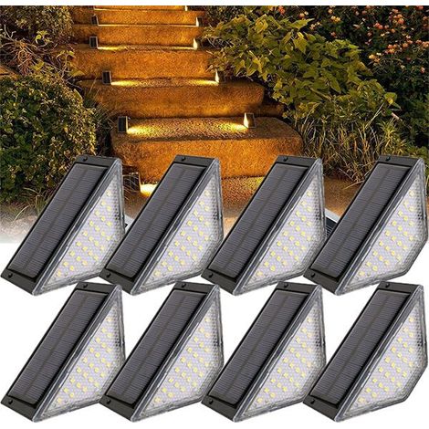 A set of 8 solar outdoor lights with 24 LEDs, sensor-activated step lights (warm light). (1/5)