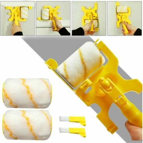 Pinceau latéral intégré Rouleau de Peinture Paint Edger Jaune Protection latérale pour plafond et mur (1/5)