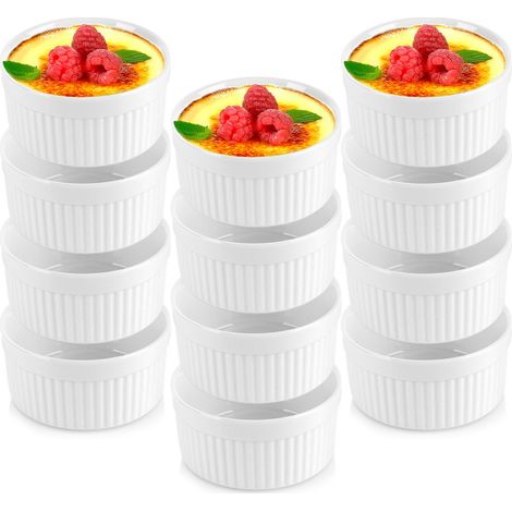 Bols de cerámica para hornear, blancos, 260 ml, 12 unidades. (1/5)