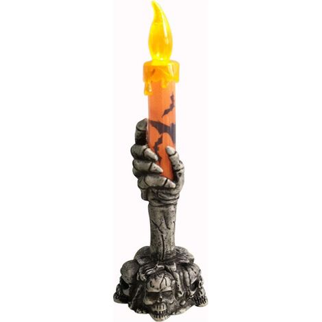 1 bougie sans flamme Halloween, crâne squelette, LED vacillante, piles intégrées, décoration maison hantée bar (1/5)