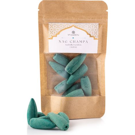 Yasmeen Nag Champa Rückfluss-Räucherkegel 15 Stück. (1/2)