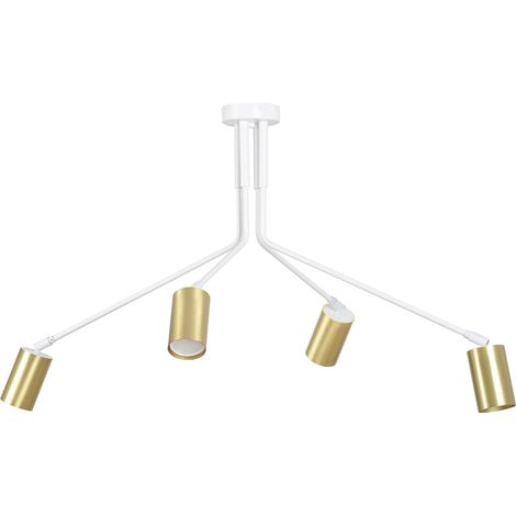 Plafoniera Minimal Tenjin Acciaio Bianco 4 Luci Gu10 Ip20 (1/4)
