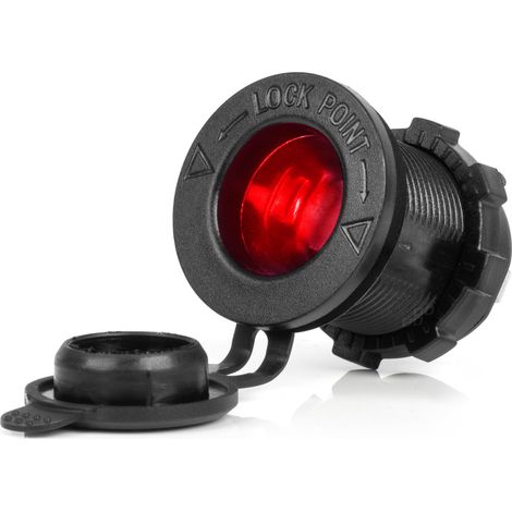 Prise de courant intégrée supplémentaire avec éclairage rouge 12 V 24 V amio-04219 (1/5)