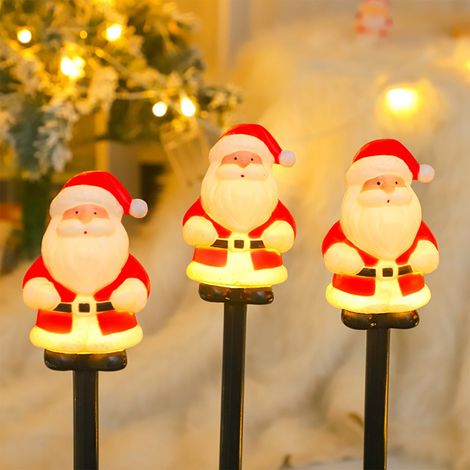 Luminaire Extérieur Noël - Figurine Père Noël Bonhomme De Neige Sucette - Éclairage Solaire Pour Jardin Terrasse - 29 x 19 x 19 cm - 1 Pièce (1/5)