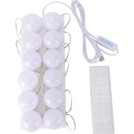 Luci LED adesive per toeletta, 3 temperature di colore, alimentazione USB, spaziatura regolabile, non è necessaria la foratura, confezione da 12 pezzi per il trucco. (1/5)
