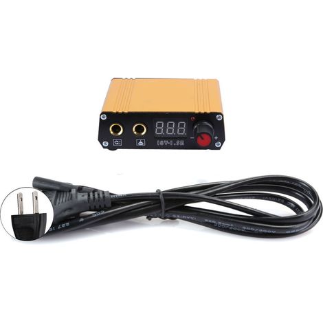 Alimentation professionnelle pour machine à tatouer, affichage LCD, 100-230V, prise US, couleur or (1/5)