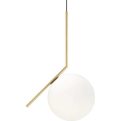 [GEBRAUCHT] B-Ware Flos Pendelleuchte Hängelampe Ic S2 Bro Kugel Messing Opalglas Mundgeblasen