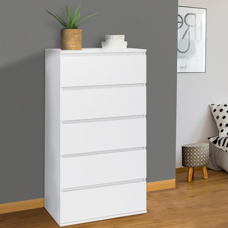 Cómoda semanal TOMI 5 cajones chiffonier 60 cm madera blanca