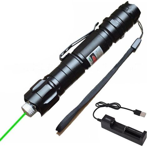 Lampe torche LED portable faisceau vert longue portée haute puissance avec chargeur USB pour randonnée camping voyage (1/5)