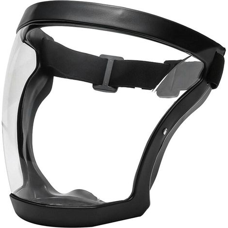 1-teilige Vollgesichtsmaske mit Rahmen, Anti-Beschlag, Anti-Staub, ultraklare Vollgesichtsmaske, hygienische Anti-Tröpfchen-Schutzbrille – Schwarz