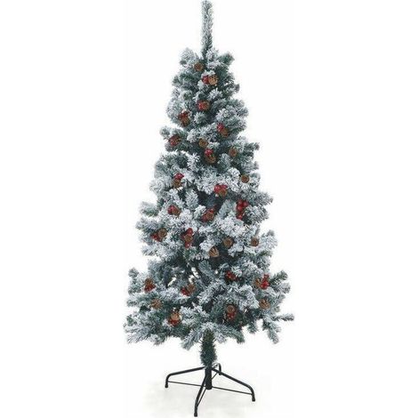 Galileo GL-5902924 Sestriere Albero di Natale Artificiale 150 cm 350 Rami con Neve Pigne e Bacche colore Verde (1/2)