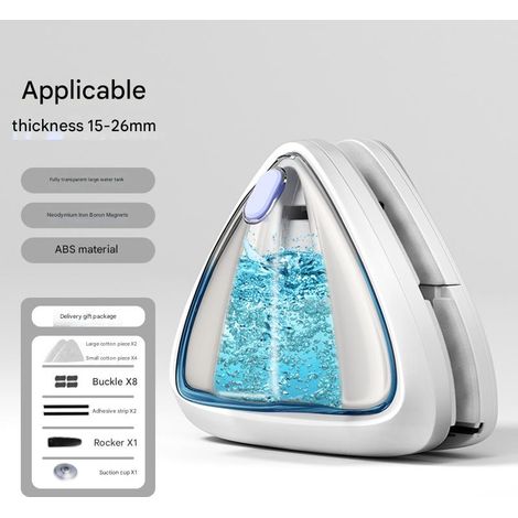 Essuie-glace magnétique pour vitres, nettoyeur de vitres, brosse magnétique remplie d'eau pour le nettoyage des vitres (pour épaisseur 15-26 mm) (1/5)
