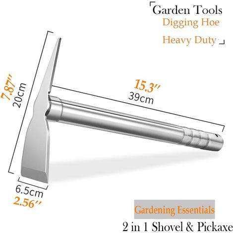 Houe de jardin - pelle et houe 2 en 1 - houe à creuser - houe de jardin robuste en acier inoxydable pour planter et creuser les légumes et les fleurs. (1/4)