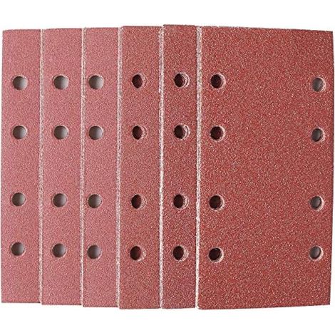 30 feuilles abrasives, 40/60/80/120/180/240 grains, patins auto-agrippants 8 trous, papier ponceur compatible ponceuse rectangulaire (18,5 x 9,3 cm)