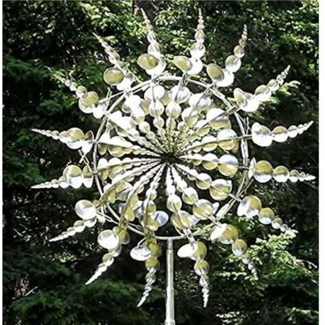 Sunxury – Éolienne de jardin en métal – Double mouvement de vent – Fer durable et aluminium – Décoration extérieure moderne – Facile à installer