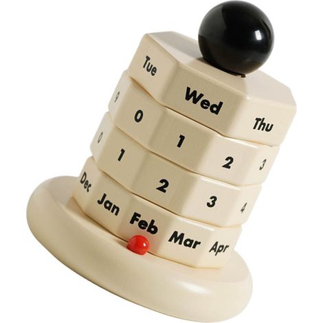 Calendrier perpétuel rotatif en bois style scandinave, décoration de bureau et idée cadeau originale pour bureau ou intérieur (1/5)