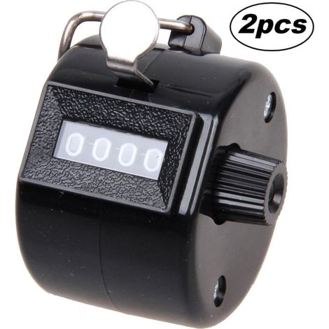 Contatore a clic portatile da 2 pezzi, contatore di quantità a 4 cifre, contatore a dita, contatore di giri per contapersone, sport e scuola