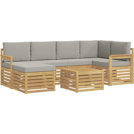 Set di divani da esterno 7 pz Bianco e Grigio Chiaro Poliestere vidaXL (1/5)