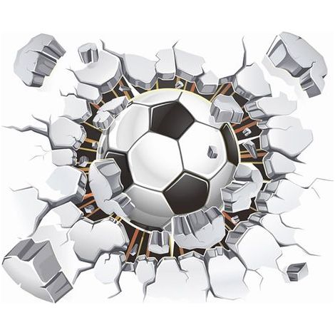 stickers muraux 3d football (40x50 cm) I autocollants décoratifs Sport Poster I sticker mural pour chambre d'enfant garçon enfants bébé crèche ado (1/5)