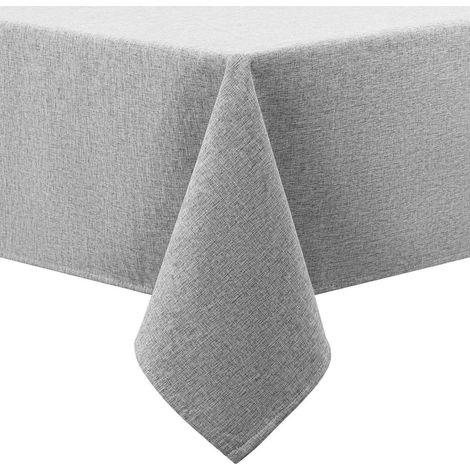 Nappe lavable 140x100cm, aspect lin, imperméable, gris clair
