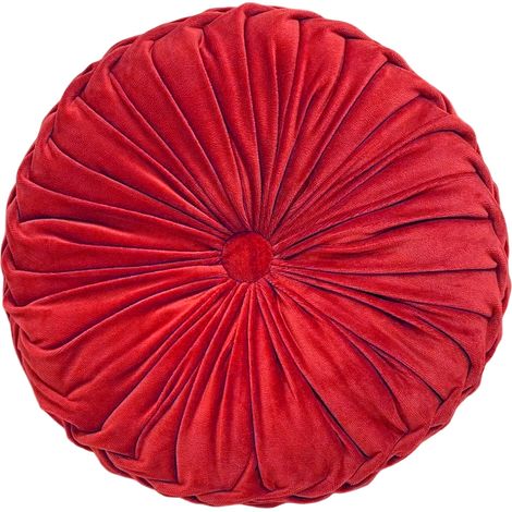 Coussin rond en velours uni, coussin citrouille, coussin rond pour salon, coussin rond pour canapé (1/5)