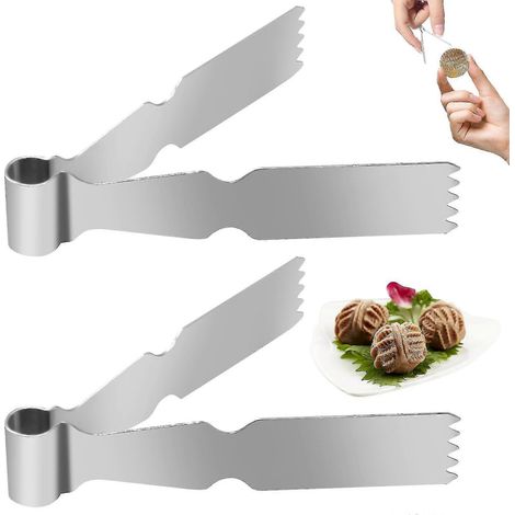 Set di 2 pinze da pasticceria, raschietto per impasto in acciaio inox per decorare e sigillare torte. (1/5)