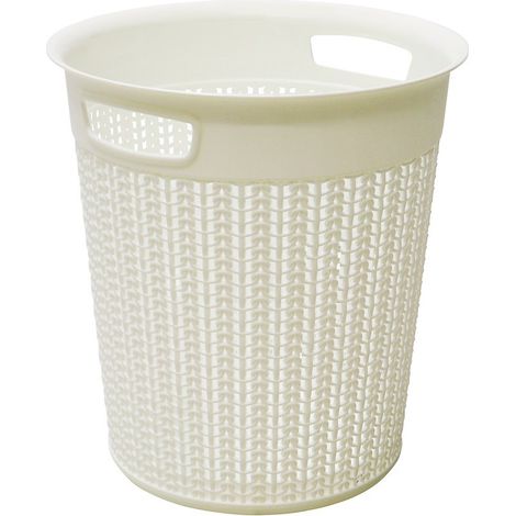 Knit Design Loop Plastic Round Bin, Ivory (1/3)