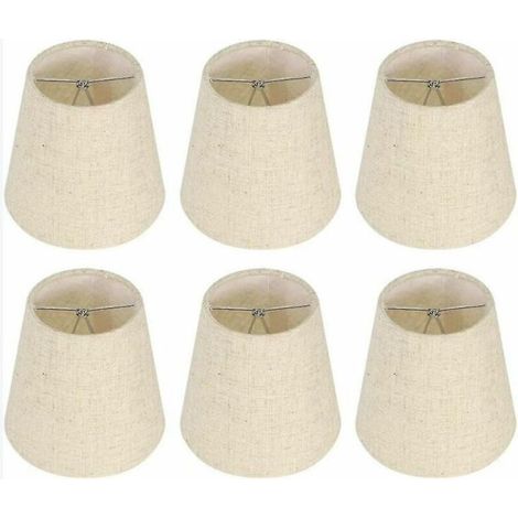 Ensemble de 6 abat-jour en toile de jute à clipser, petits abat-jour pour lampes de table et lampadaires, beige style nordique (1/5)