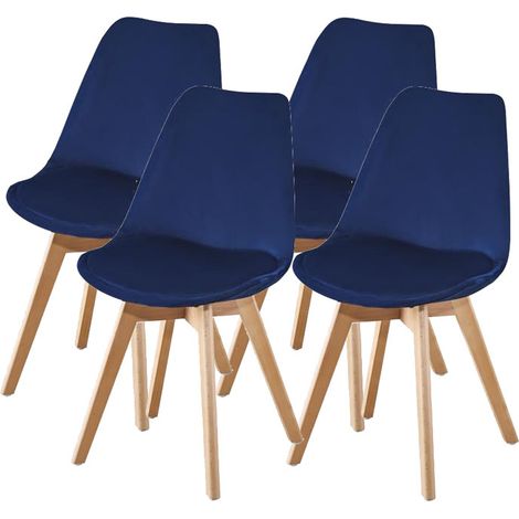 Hobag – Lot de 4 chaises scandinaves – Couleur marine – Structure en polypropylene – Hauteur d'assise 46cm – Dimensions L54 x W47 x H80cm