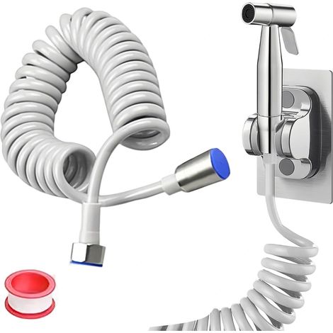 5 Meter PE-WC-Handbrause-Set, silbernes WC-Handbrause-Set, Bidet-Sprüher, WC-Düse mit 5 m PE-Schlauch, für Küchen, Badezimmer und Hotels (1/5)