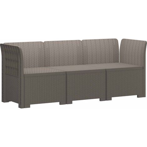 3-Seater Garden Sofa Rattan Look PP Light Grey vidaXL (1/5)