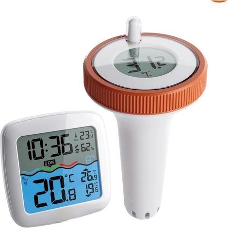 Le thermomètre de piscine sans fil est flottant et facile à lire. C'est un thermomètre numérique sans fil IPX7 imperméable, adapté aux piscines, aquariums, bains à air froid, bains à remous et étangs (1/5)