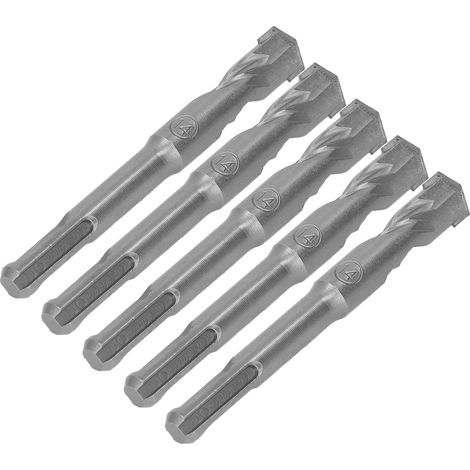 Foret béton 5 pièces, pointe carbure, foret spiralé 2 goujures, perforateur pour brique et pierre, diamètre 14mm, longueur 110mm, impact (1/5)