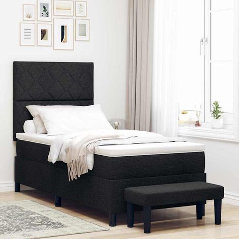 vidaXL Cama tipo Box Spring con cabecera Negro 90 x 190 cm tela (1/5)